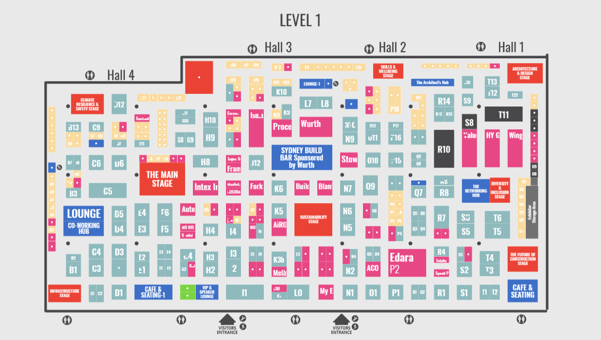 Floorplan: Halls 1-4